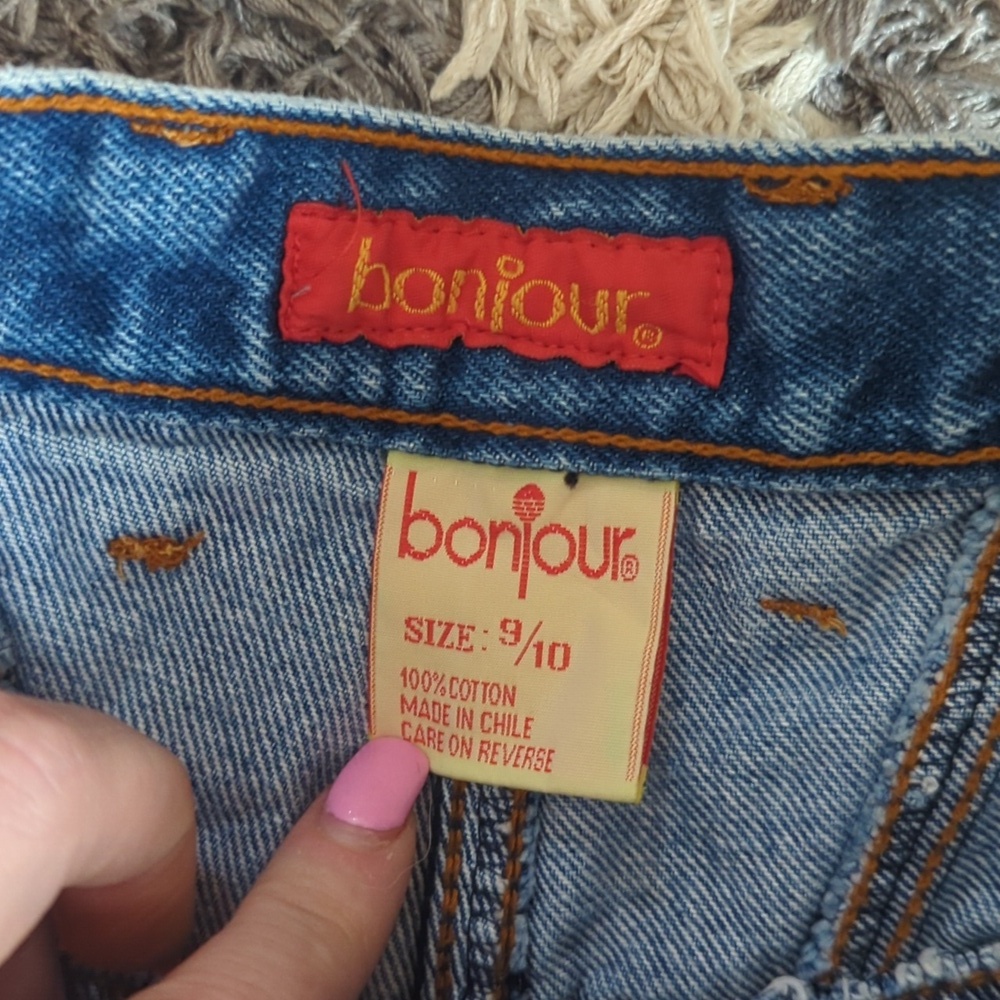 Bonjour Vintage Denim High Rise Jeans With Zipper Bow Design Rear Hem Size 26" - Picture 7 of 13
